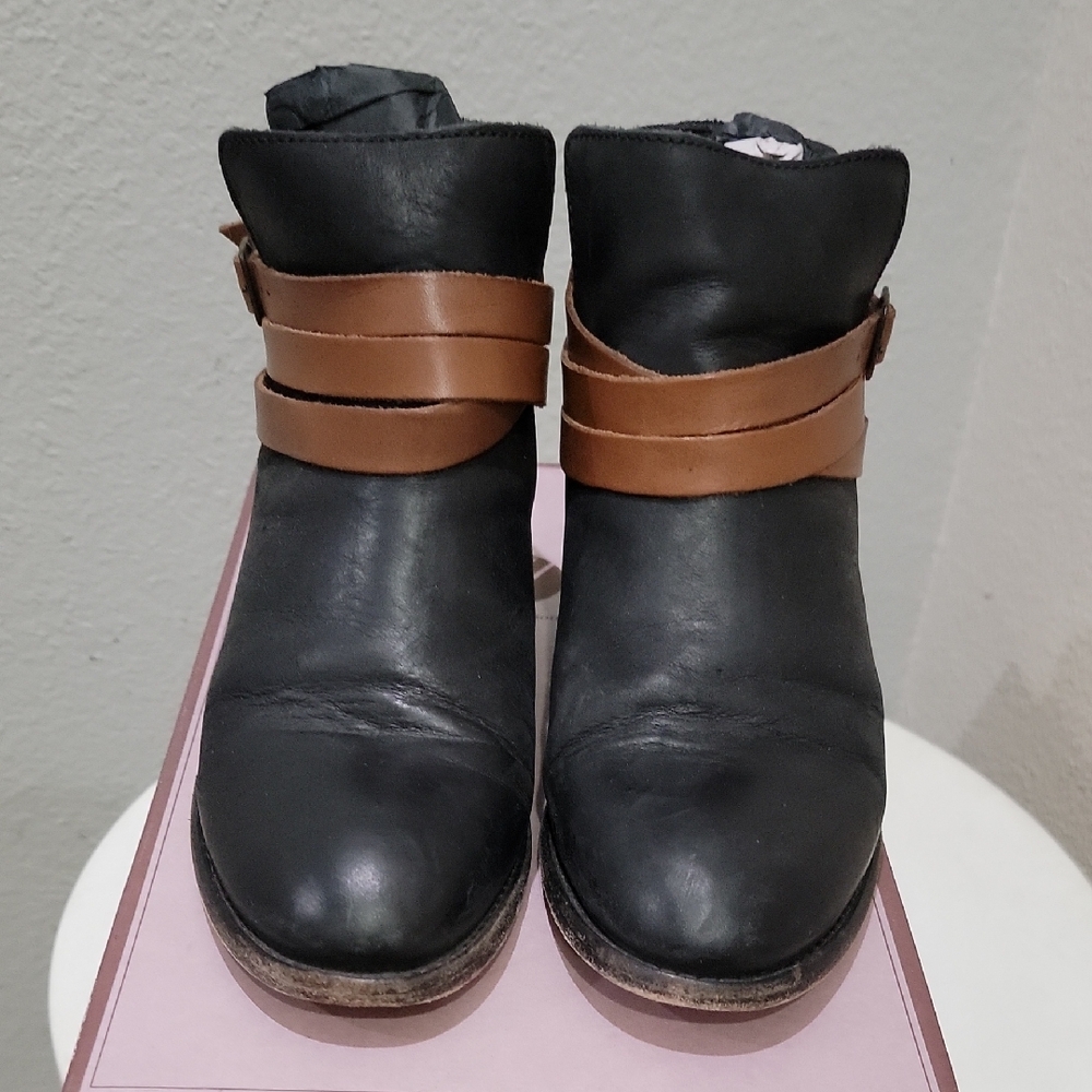 Hudson Horrigan Calf Black and Brown Ankle Booties